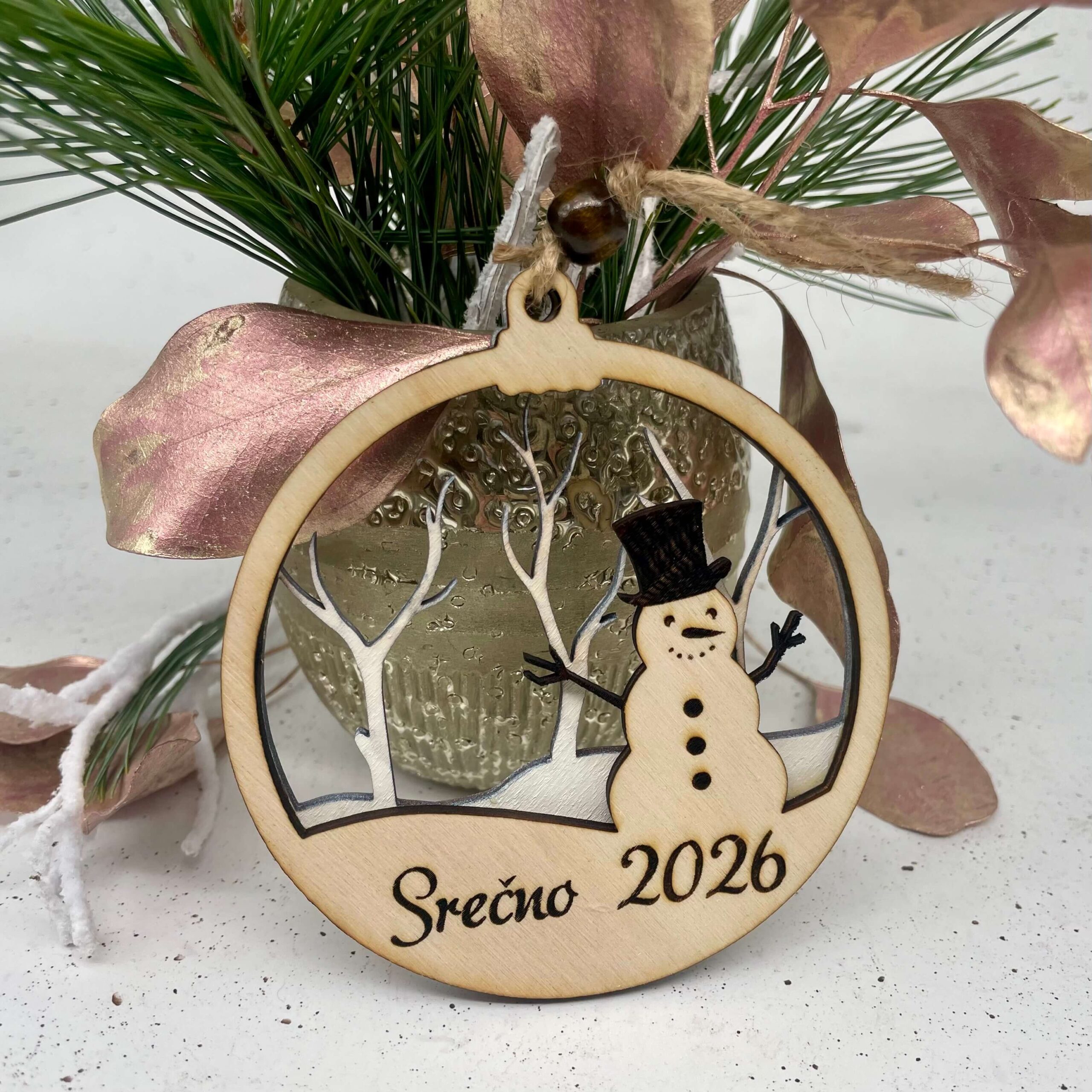 personalizirana lesena bunkica snezak